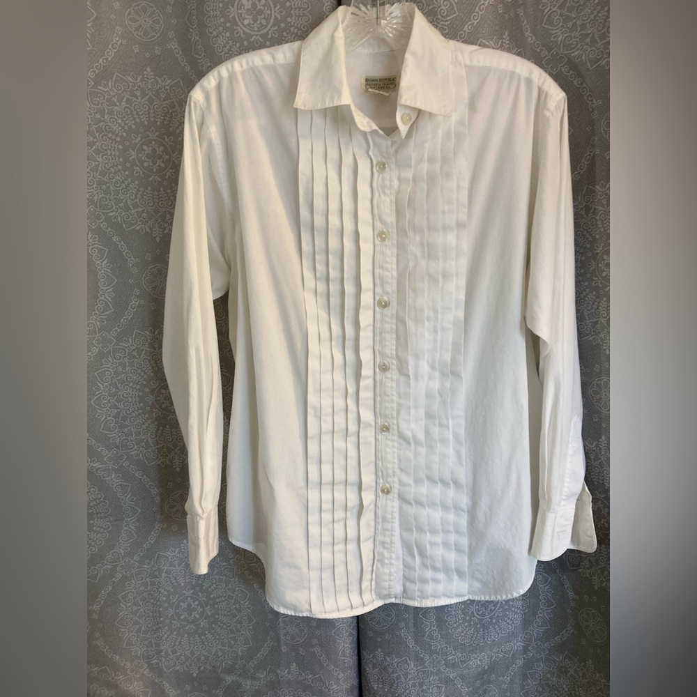 Banana Republic White Women’s Tuxedo-Style Cotton Blouse Size S - SLIGHT DAMAGE